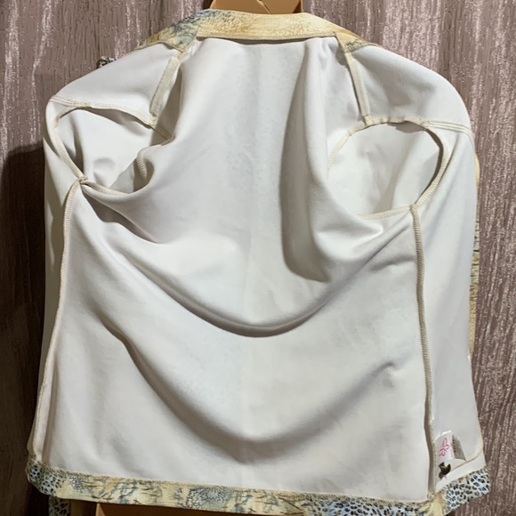 Spread Your Wings Blazer Jacket Animal Print Tan Brown Blue XS - Picture 14 of 16